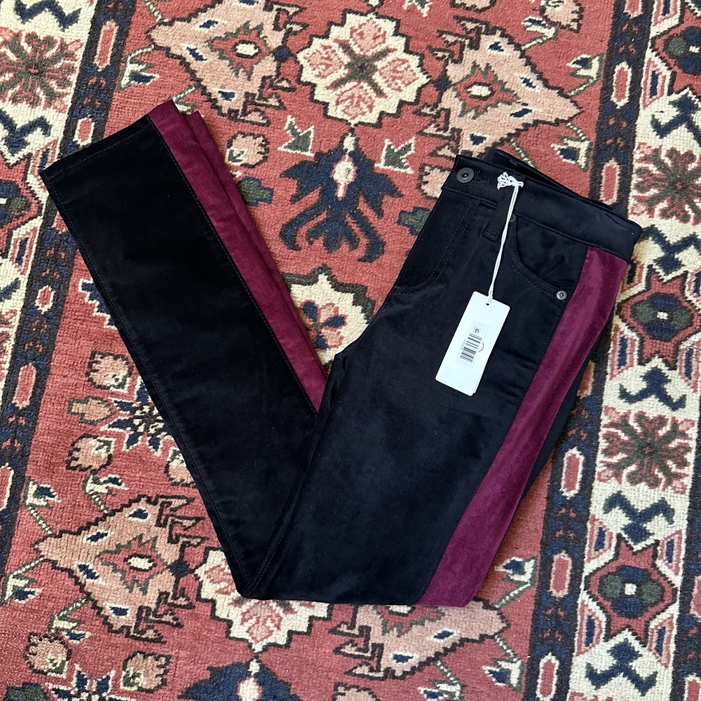 NWT Adriano Goldschmied Striped Velvety Straight Leg Pants Size 25